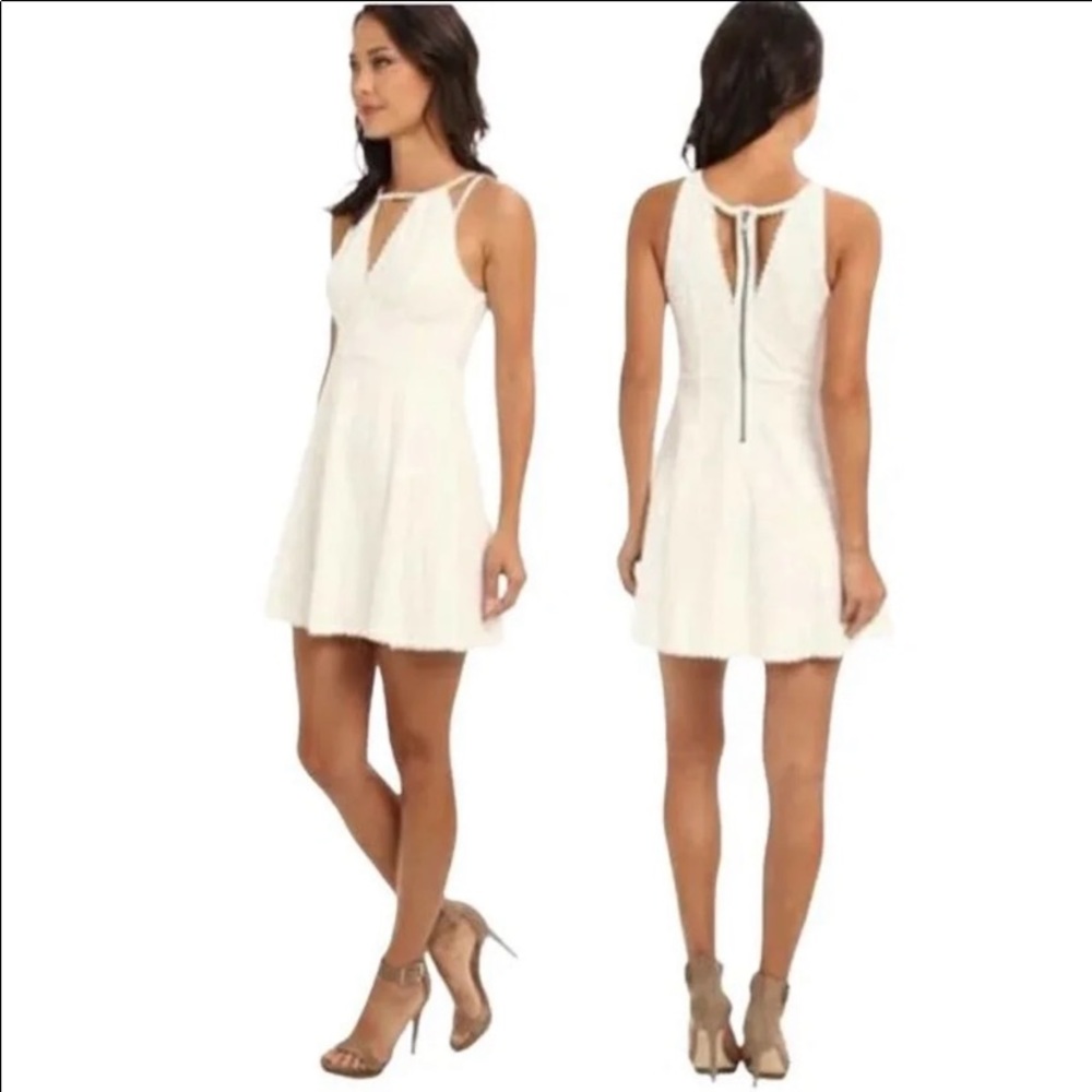Free People Ivory Crochet Lace Flare Mini Dress - Picture 3 of 11